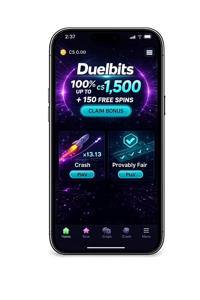 Duelbits crypto casino on a smartphone
